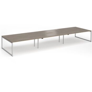 Connex Plus O Frame 5400 x1600 x 725mm Back to Back Desk ( 6 x 1800mm ) - Silver Frame / Nebraska Oak Top - HCO5416-S-NO