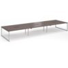 Connex Plus O Frame 5400 x1600 x 725mm Back to Back Desk ( 6 x 1800mm ) - Silver Frame / Walnut Top - HCO5416-S-W