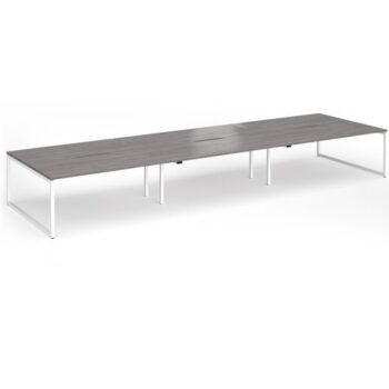 Connex Plus O Frame 5400 x1600 x 725mm Back to Back Desk ( 6 x 1800mm ) - White Frame / Grey Oak Top - HCO5416-WH-GO