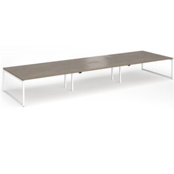 Connex Plus O Frame 5400 x1600 x 725mm Back to Back Desk ( 6 x 1800mm ) - White Frame / Nebraska Oak Top - HCO5416-WH-NO