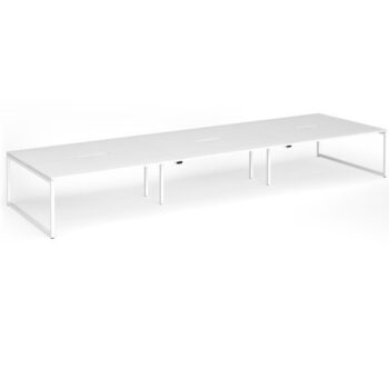 Connex Plus O Frame 5400 x1600 x 725mm Back to Back Desk ( 6 x 1800mm ) - White Frame / White Top - HCO5416-WH-WH