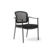 Joni upholstered seat and mesh back black frame stacking chair arms - JON101H-K