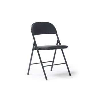 Kava steel folding chair with soft padded PVC seat and back - 4 Units per box - Black - KAV100-K