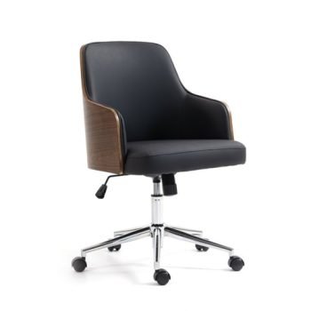 Kyoto oak veneer shell with black PU seat chrome base and castors - KYO100T1-K