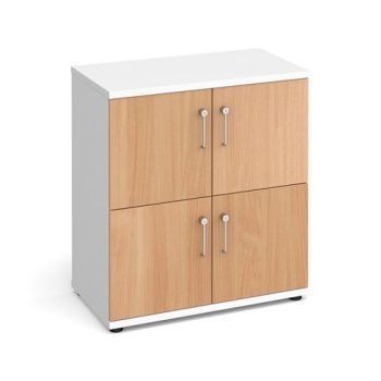 Wooden storage lockers 4 door - white with Beech doors - LCK4DB