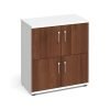 Wooden storage lockers 4 door - white with Walnut doors - LCK4DW
