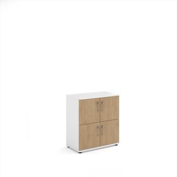 Wooden storage lockers 4 door - white with Kendal oak doors - LCK4DKO