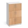 Wooden storage lockers 6 door - white with Beech doors - LCK6DB