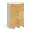 Wooden storage lockers 6 door - white with oak doors - LCK6DO
