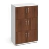 Wooden storage lockers 6 door - white with Walnut doors - LCK6DW