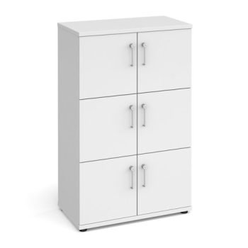 Wooden storage lockers 6 door - white with white doors - LCK6DWH