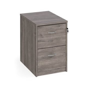 Wooden 2 drawer filing cabinet with silver handles 730mm high - Grey Oak - LF2GO