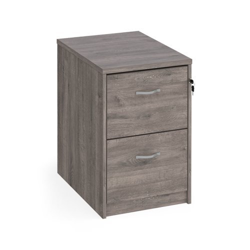Wooden 2 drawer filing cabinet with silver handles 730mm high - Grey Oak - LF2GO