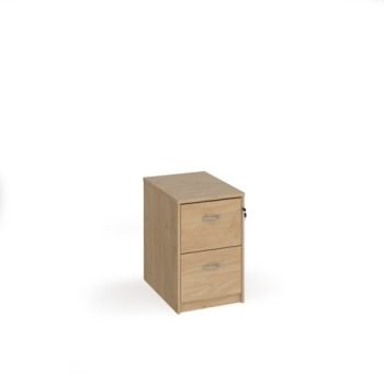 Wooden 2 drawer filing cabinet with silver handles 730mm high - Kendal Oak - LF2KO