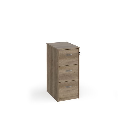 Wooden 3 drawer filing cabinet with silver handles 1045mm high - Nebraska Oak - LF3NO