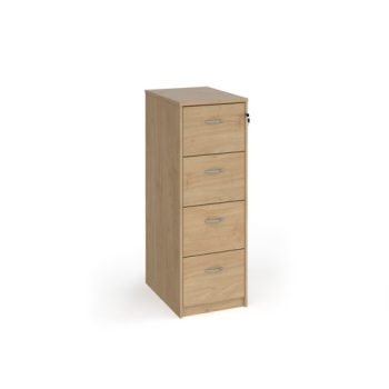 Wooden 4 drawer filing cabinet with silver handles 1360mm high - Kendal Oak - LF4KO