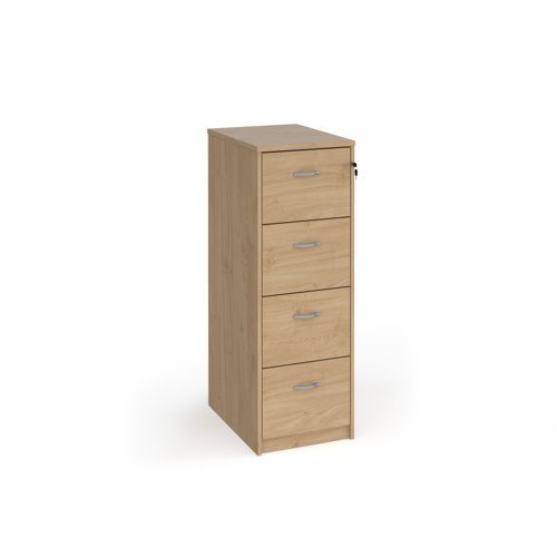 Wooden 4 drawer filing cabinet with silver handles 1360mm high - Kendal Oak - LF4KO