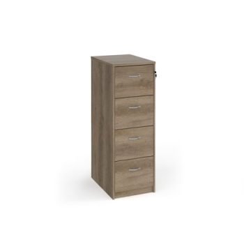 Wooden 4 drawer filing cabinet with silver handles 1360mm high - Nebraska Oak - LF4NO