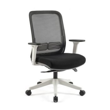 Lotus mesh back operator chair with adjustable arms white frame & fabric seat - LOT300K2-WH