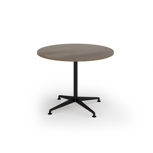 Loft circular dining table 1000dia black frame Nebraska grey top - LTDC10-K-NO