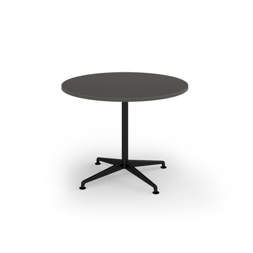 Loft circular dining table 1000dia black frame onyx grey top - LTDC10-K-OG