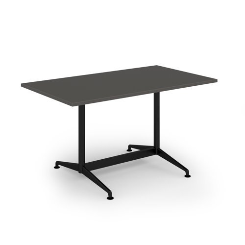 Loft dining table 1400w x 800d black frame and onyx grey top - LTDR148-K-OG