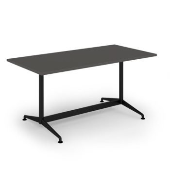 Loft dining table 1600w x 800d black frame and onyx grey top - LTDR168-K-OG