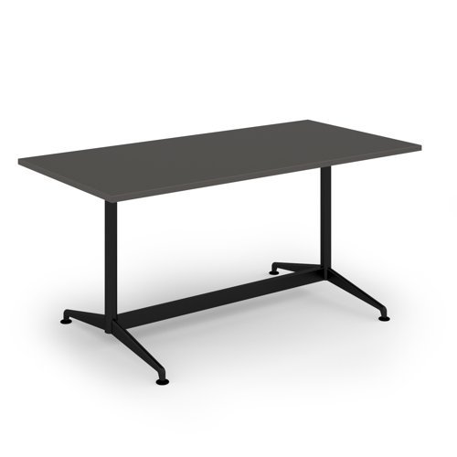 Loft dining table 1600w x 800d black frame and onyx grey top - LTDR168-K-OG