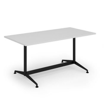 Loft dining table 1600w x 800d black frame and White Top - LTDR168-K-WH