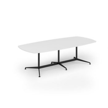 Loft barrel table 2600w x 1200d black frame and White Top - LTW2612-K-WH