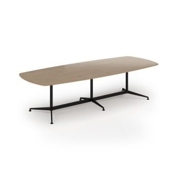 Loft barrel table 3000w x 1200d black frame and Kendal Oak Top - LTW3012-K-KO
