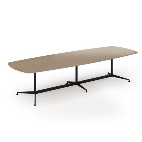 Loft barrel table 3400w x 1200d black frame and Kendal Oak Top - LTW3412-K-KO