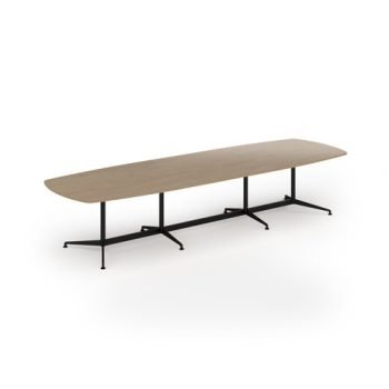 Loft barrel table 3800w x 1200d black frame and Kendal Oak Top - LTW3812-K-KO