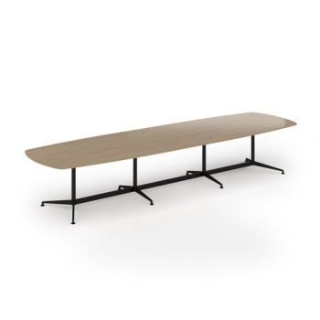 Loft barrel table 4200w x 1200d black frame and Kendal Oak Top - LTW4212-K-KO