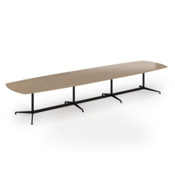 Loft barrel table 4600w x 1200d black frame and Kendal Oak Top - LTW4612-K-KO