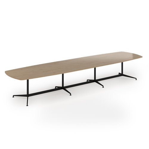 Loft barrel table 4600w x 1200d black frame and Kendal Oak Top - LTW4612-K-KO