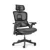 Lyra is a fully ergonomic task chair with adjustable arms and integrated head rest in black - LYR300T1-K