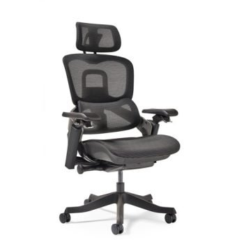 Lyra is a fully ergonomic task chair with adjustable arms and integrated head rest in black - LYR300T1-K