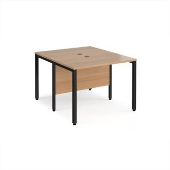 Maestro 25 back to back straight desks 1000mm x 1200mm - black bench leg frame Beech top - MB1012BKB