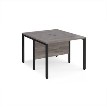 Maestro 25 back to back straight desks 1000mm x 1200mm - black bench leg frame Grey Oak Top - MB1012BKGO