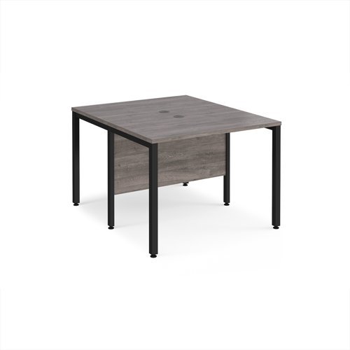 Maestro 25 back to back straight desks 1000mm x 1200mm - black bench leg frame Grey Oak Top - MB1012BKGO
