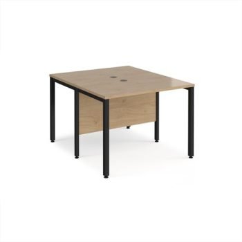 Maestro 25 back to back straight desks 1000mm x 1200mm - black bench leg frame Kendal Oak Top - MB1012BKKO
