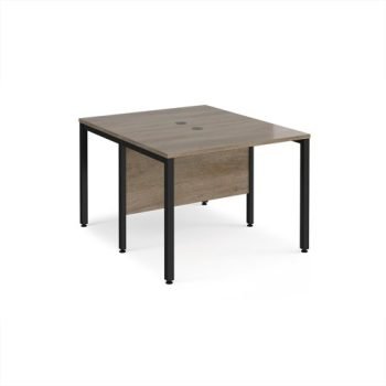 Maestro 25 back to back straight desks 1000mm x 1200mm - black bench leg frame Nebraska Oak Top - MB1012BKNO