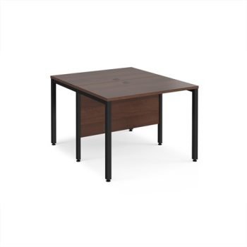 Maestro 25 back to back straight desks 1000mm x 1200mm - black bench leg frame Walnut top - MB1012BKW