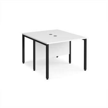 Maestro 25 back to back straight desks 1000mm x 1200mm - black bench leg frame White Top - MB1012BKWH