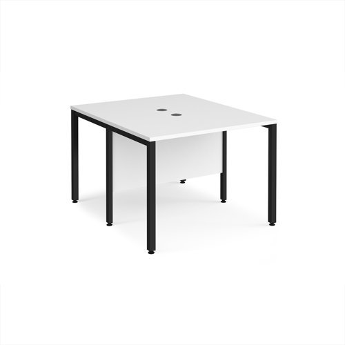 Maestro 25 back to back straight desks 1000mm x 1200mm - black bench leg frame White Top - MB1012BKWH
