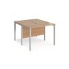 Maestro 25 back to back straight desks 1000mm x 1200mm - silver bench leg frame Beech top - MB1012BSB