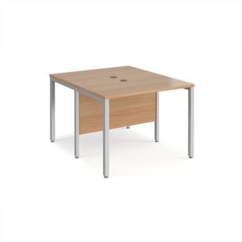 Maestro 25 back to back straight desks 1000mm x 1200mm - silver bench leg frame Beech top - MB1012BSB