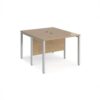 Maestro 25 back to back straight desks 1000mm x 1200mm - silver bench leg frame Kendal Oak Top - MB1012BSKO