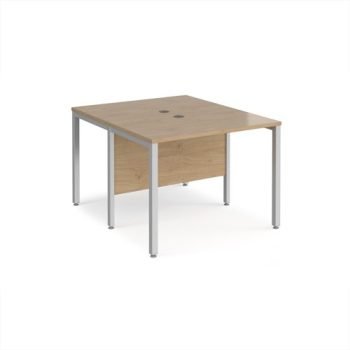 Maestro 25 back to back straight desks 1000mm x 1200mm - silver bench leg frame Kendal Oak Top - MB1012BSKO